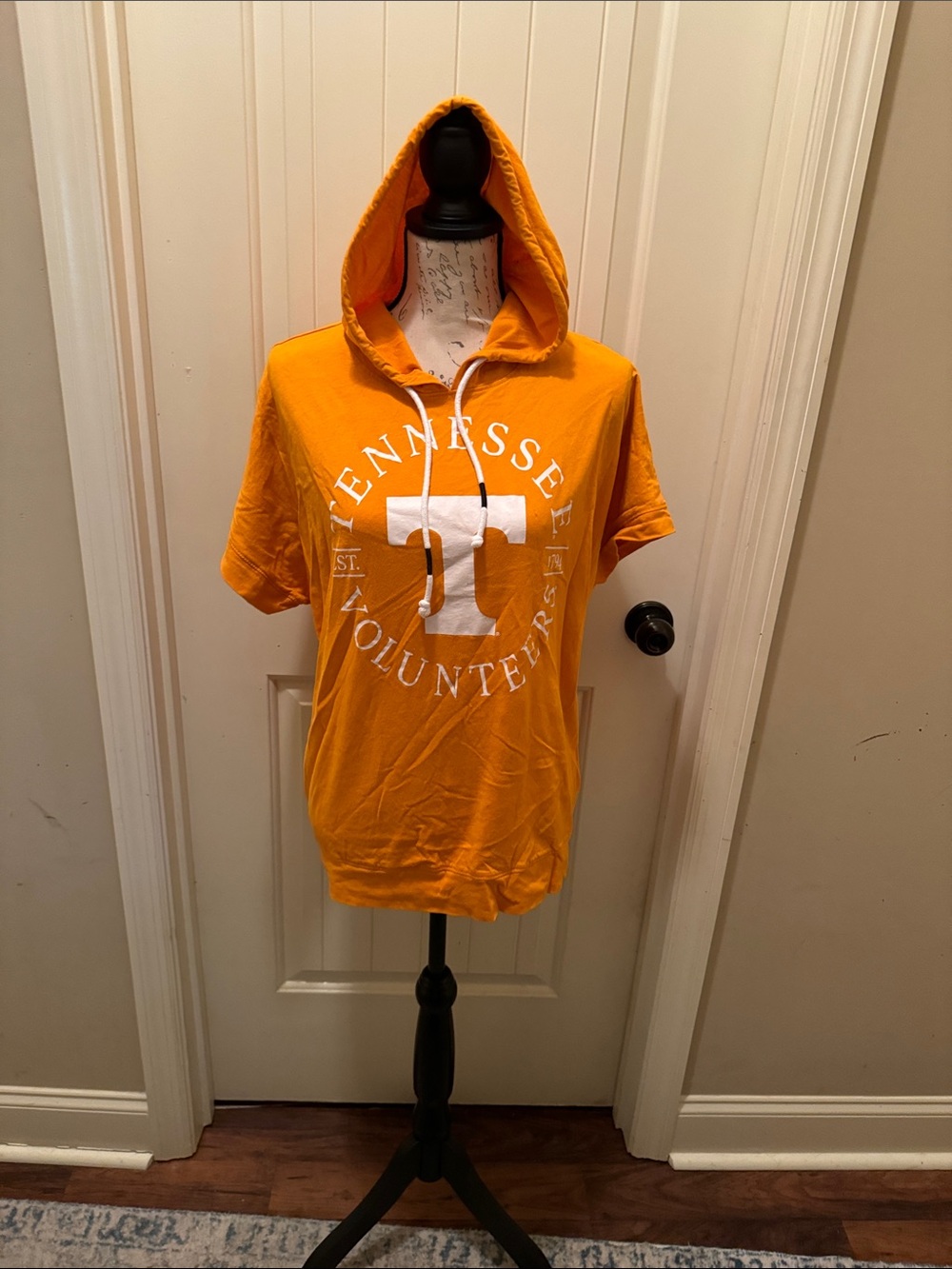 Russell Athletic Orange Short Sleeve Hooded Tee with White Logo